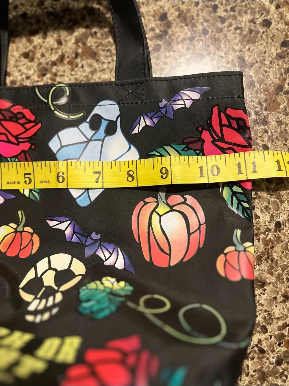 Bath & Body Works Black Halloween Tote with Multicolor Gothic Graphics